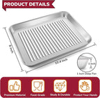 P&P CHEF 10.4 x 8 x 1 Inch Mini Toaster Oven Pan, Stainless Steel Small Baking Pan Oven Tray for Cooking & Roasting, Corrugated Bottom, Healthy & Sturdy, Dishwasher Safe - 2Pcs
