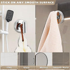 Suction Cup Hooks for Shower - Bathroom Reusable Hooks for Towels, Robes & Loofah - No-Drill Mounting on Kitchen,Walls,Metal,Glass,Mirrors,Tile & Smooth Non-Porous Surfaces (2, Chrome Polished)