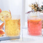 Qinyoung 12 Plastic Vintage Drinking Glasses 8.5oz Stemless Retro Embossed Wine Glasses Shatterproof Reusable Cups for Baby Shower Wedding Reception Grand Event Party (Clear)