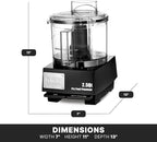 Waring Commercial WFP11SW 2.5 Quart Food Processor, 3/4 HP Motor, Low Profile Design, Patented LiquiLock Seal Bowl System, Includes Whipping Disc and a Standard S blade for Chopping, Pureeing, and Emulsyfying, 120V, 5-15 Phase Plug