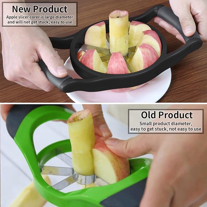 Newness 5.12 Inch Extra Large Apple Slicer, 8-Blade, Stainless Steel, Black