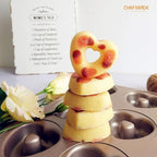 CHEFMADE Donut Mold Cake Pan, 6-Cavity Non-Stick Heart-Shaped Doughnut Bakeware for Oven Baking (Champagne Gold)