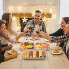 Lifewit Serving Tray for Party Supplies, Reusable Serving Platter for Catering, Snack, Fruit, Charcuterie, Appetizer, Plastic Food Trays, Hosting Essentials, BPA Free, White, 6 Pcs