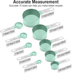 Measuring Cups and Spoons Set, 10 Pieces Nesting Measure Cups and Spoons, Kitchen Essentials Gadgets with Stainless Steel Handle for Dry & Liquid Ingredient (Lake Green 10 Pcs)