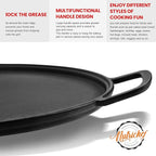 GGC Cast Iron Pizza Pan for Baking, 14" Round Griddle Pans Make Different Dishes for Stove, Oven, Grill and Campfire, Heavy-duty and Evenly Heat Pizza Stone for Pizza Tortillas, Eggs, Bacon and Meat