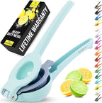 Zulay Kitchen Metal 2-in-1 Lemon Squeezer - Sturdy Max Extraction Hand Juicer Lemon Squeezer Gets Every Last Drop - Easy to Clean Manual Citrus Juicer - Easy-Use Lemon Juicer Squeezer - Blue/Purple