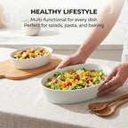 ONEMORE 2 Piece Ceramic Oval Baking Dish Set, 10.5/7.7 Inch Baking Dish Set, Porcelain Oval Au Gratin Pans for Pumpkin Pie, Apple Crisp, Pot Pies & Tarts, Microwave & Dishwasher Safe
