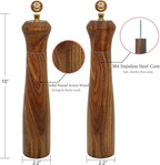 Wooden Pepper Grinder Pepper Mill with Adjustable Coarseness Pepper Grinder Refillable Salt Pepper Grinder Shaker Tableware Gifts Acacia Wood Salt Mill 10 Inch