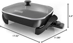 BLACK+DECKER Electric Skillet, Variable Temperature Control, Nonstick Cooking Surface, Dishwasher Safe, Tempered Glass Lid, 12"x15"