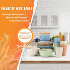 40 PCS Wheat Straw Dinnerware Sets Unbreakable Dishes Set for 8 Plastic Plates and Bowls Sets with Cups Dishwasher & Microwave Safe - Colorful