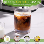 Ribbed Glass Cups Set of 8 - 4 Large Capacity Highball Glasses 17oz, 4 Rocks Glass Cups 12oz, Cocktail Glasses, Drinking Glasses Ideal for Beer, Juice, Water, Ice Coffee Cup, Whiskey, Mixed Drinkware