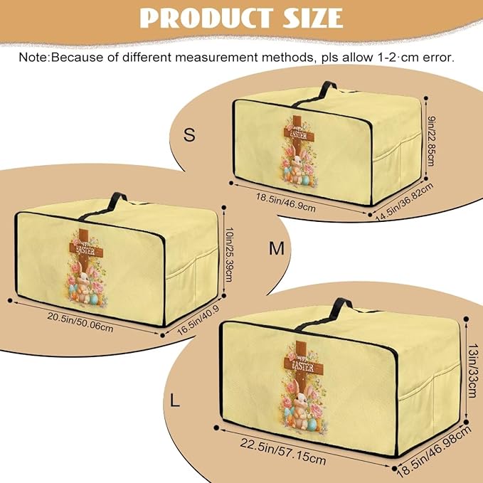 Easter Egg Bunny Cross Print Toaster Oven Cover for Kitchen Countertop Decor, Easter Kitchen Small Appliance Dust Cover Microwave Oven Protector, Yellow, (Large-18.5*22.5*12.99 inches)