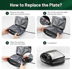 KEENSTAR 3 in 1 Electric Sandwich Maker, Waffle Maker with Removable Non-Stick Plates, Grill with Double-Sided Heating, Easy to Clean and Store, Perfect for Cooking Breakfast, Grilled Cheese and Steak