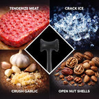 HIC Kitchen Soft-Grip Meat Tenderizer Mallet Marinating Prep Tool, Heat Safe, For Flattening Cutlets And Tenderizing Meat