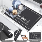Findosom Dish Drying Mat, 16"x 24" Super Absorbent & Hide Stain Coffee Mat, Cuttable Drying Mat for Kitchen Counter, Coffee Bar Accessories, Under Dish Rack, Coffee Maker, Espresso Machine, Black