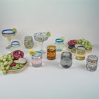 Confetti Dots Hand Blown Tumbler Glasses - 100% Recycled Mexican Glassware - Artisan Crafted Drinking Glasses for Cocktails, Wine, Tequila, or Water - Set of 6 (10 oz)