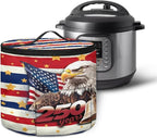 Stars and Stripes Electric Pressure Cooker for America250 Semiquincentennia Bald Eagle Insulation Handbag Keep Appliance Clean Electric Pressure Cooker Bag with Accessories Pockets