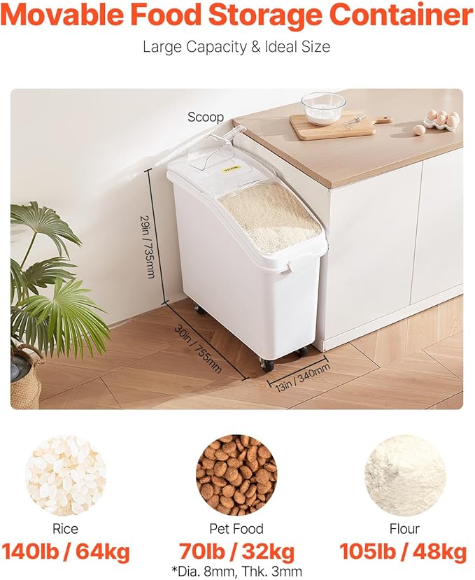 VEVOR 21 Gallon Ingredient Bin with Scoop 400 Cup Ingredient Bin with Sliding Lid Commercial Food Storage for Kitchen