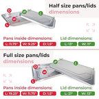 IDL Packaging Aluminum Foil Pans with Lids, Shallow - 15 pc Chafing Dish Set - 5 Full Size and 10 Half Size Steam Table Pans + Lids - Disposable Cookware for Catering, Buffet, Party, BBQ