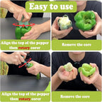 FANTEXY 2-in-1 Pepper Corer Set - Jalapeno Chili Seed Remover and Bell Pepper Corer Quickly Cutter Deseeding Tool,for Vegetables and Fruit,Kitchen and Camping Gadget