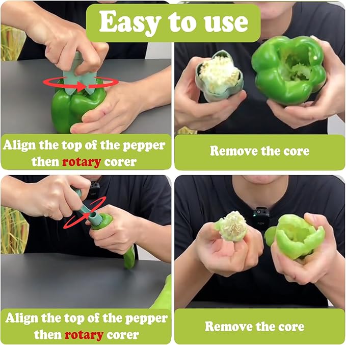 FANTEXY 2-in-1 Pepper Corer Set - Jalapeno Chili Seed Remover and Bell Pepper Corer Quickly Cutter Deseeding Tool,for Vegetables and Fruit,Kitchen and Camping Gadget