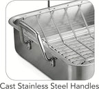 Tramontina 16.5-Inch Stainless Steel Deep Roasting Pan with Basting Grill and V-Rack, Turkey Roaster for Oven, Dishwasher Safe, Made in Brazil