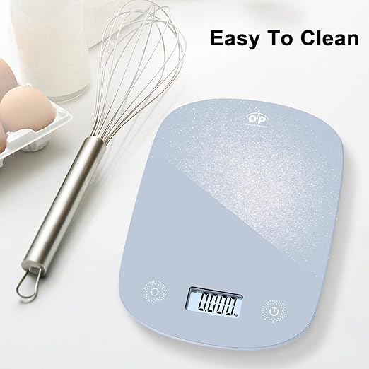 QP Digital Food Scale, 11lb Digital Kitchen Scale, 1g High Accuracy Meat Scale, 6 Units, Cooking Scale with Hook, Ultra Slim Kitchen Weight Scale, Touch Control, Tare Function, Auto Off, LCD Display