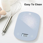 QP Digital Food Scale, 11lb Digital Kitchen Scale, 1g High Accuracy Meat Scale, 6 Units, Cooking Scale with Hook, Ultra Slim Kitchen Weight Scale, Touch Control, Tare Function, Auto Off, LCD Display