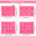 4Pcs Flower Silicone Molds - Rose & Daisy Mini Chocolate & Fondant Cake Decorating Molds for Baking, Soap, Ice Cube & Wax Melt