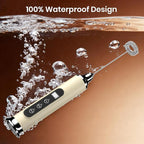 YUSWKO Milk Frother Wand for Coffee, Handheld Coffee Frother, Rechargeable Drink Mixer, Waterproof Electric Whisk, Beige