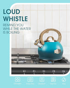 Hauce Radio Tea Kettle, Whistling Stovetop Teapot Food Grade Stainless Steel Tea Kettles for Stove Top with Anti-hot Ergonomic Handle,Kettle Spout for Tea, Coffee or Milk, 2.1 Quart Tea Pots