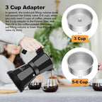 Electric Aluminum Moka Pot 5-6 Cup 270ml Espresso Maker with Detachable Base Ideal Coffee Makers for Home MochaPot Italian and Cuban Café Coffeemaker Espressomaker CoffeePot Black