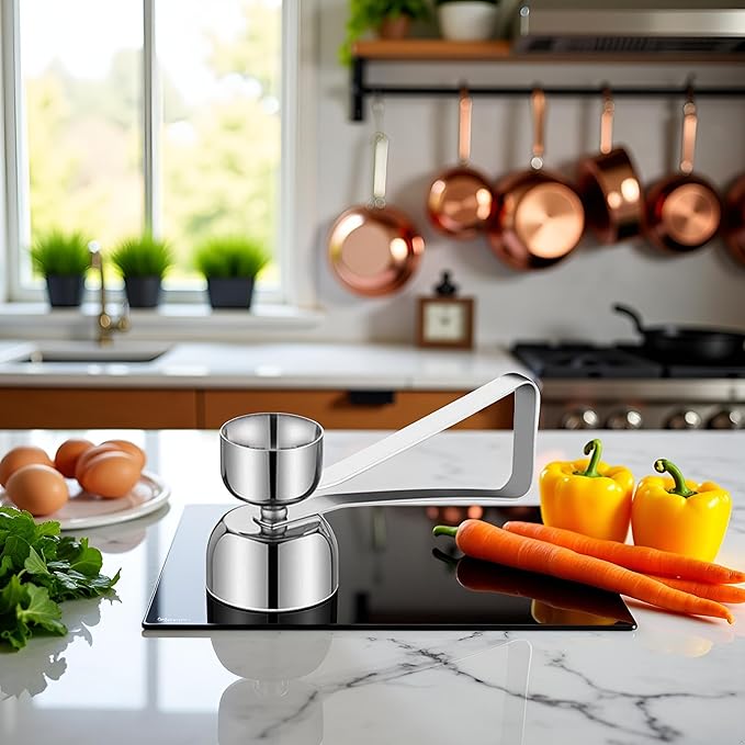 Silver Egg Shell Opener Egg Topper Cutter, Stainless Steel Egg Cracker Separator for Raw, Soft or Hard Boiled Egg Separators Specialty Tools and Gadgets