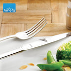 Amefa Moderno 45-Piece Flatware, Set for 8 – Stainless Steel Silverware, High-Gloss Mirror Finish, Rust-Resistant Cutlery with Dinner Forks, Knives, Spoons, Salad Forks & Teaspoons for Home Dining