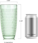 CREATIVELAND Highball Beverage Glasses Set of 6 Romantic Colored Thick & Heavy Base Big Capacity 14.87oz|440ml, Drinking Glass Tumblers for Iced Tea, Water, Soda & Juice and Cocktails