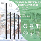 Black Paper Straws, Solid black/250 Bulk, Biodegradable Paper Drinking Straws for Cocktail, Drinks, Bars and Restaurant, 7.75"x0.24"