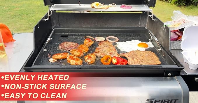 Spirit 200 Full Size Griddle Inserts for Weber GS4 Spirit II & I 200 Series 2-Burner E-210 E-220 S-220 S-210 S-215 Gas Grill Parts, Carbon Steel Flat Top Griddle Plate for Weber 7637 64815 Grate