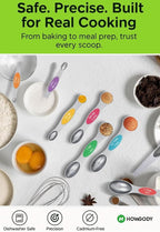 Magnetic Measuring Spoons Set Of 8, Heavy Duty 304 Stainless Steel Metal, Fits in Most Kitchen Spice Jars for Baking & Cooking, BPA Free,Measuring Dry & Liquid Ingredients Rainbow)