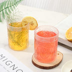 Qinyoung 100 Plastic Vintage Drinking Glasses 8.5oz Stemless Retro Embossed Wine Glasses Shatterproof Reusable Cups for Baby Shower Wedding Reception Grand Event Party (Clear)