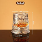 Spinning Whiskey Glasses Set, 360 Degree Rotating Old Fashioned Crystal Tumbler with Unique Relief Base, Rotatable Cocktail Wine Cup for Flavor, Drinking Glassware & Bar Accessories