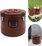 Eapmic 31.7Qt Insulated Food Container, Stainless Steel Container, 30L Commercial Soup Carrier 6 Hours Heat Preservation for Hot and Cold Food Storage Restaurant Canteen Home Lunch Use (Brown, 30L)