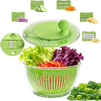 Salad Spinner, Large Vegetables Wash Bowl, 4.8 Qt Fruits Lettuce Dryer with 5 Blade Slicer and Slicer Egg Yolk Strainer Shredder for Salad Cleaner
