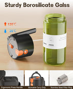 OURCABECUE Upgrade 2 in 1 Oil Sprayer for Cooking, 17oz Light-Blocking Glass Olive Oil Dispenser Bottle for Kitchen, Food-Grade Oil Mister with 8 Stickers for Salad, Frying (Green Bottle-Black Gap)