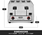 Waring Commercial WCT855 4-Slice Heavy Duty Commercial Pop-Up Bread/Bagel Toaster, 240V, 2700W, 6-15 Phase Plug