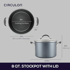 Circulon A1 Series with ScratchDefense Nonstick Induction Cookware, Stockpot with Lid, Pasta Pot, Kitchen Essentials, 8-Quart, Graphite