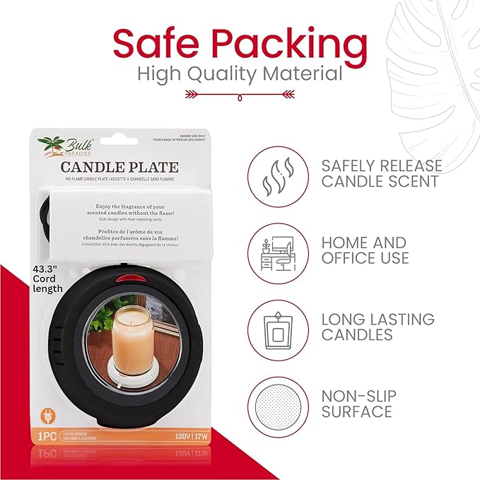 Candle Warmer Plate Safely Releases Scents Without a Flame- Used as Candle Jar Warmer, Candle Melter, Coffee Warmer, Mug Warmer, Cup Warmer in Your Home & Office (Black)