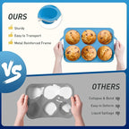 Socisen 2 Packs 6 Cups Silicone Muffin Pan with Metal Reinforced Frame Jumbo Size Cupcake Pan Tray Egg Bites Silicone Molds Muffin Tin Tart Pans Bundt Pan Reposteria Accesorios Moldes Para Pasteles