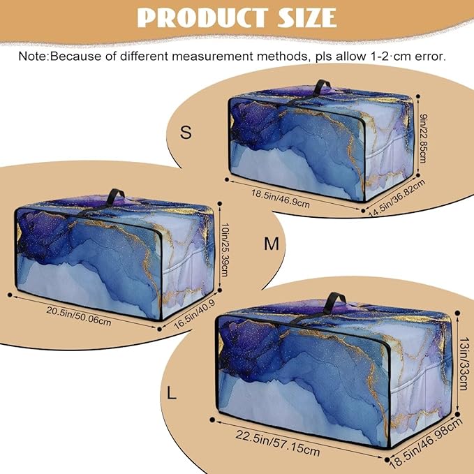 Marble Print Toaster Oven Dust Cover, Heavy Duty Heat-Resistant Cover for Kitchen Counter Small Appliances, with Accessory Pockets, Blue Violet Gold, (Medium-16.1*19.71*10 inches)