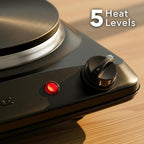 OVENTE Electric Countertop Single Burner, 1000W Cooktop with 7.25 Inch Cast Iron Hot Plate, 5 Level Temperature Control, Compact Cooking Stove and Easy to Clean Stainless Steel Base, Black BGS101B