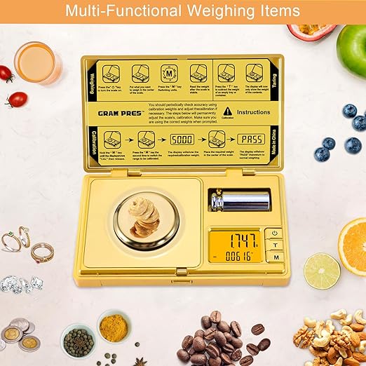GRAM PRES High Precision Milligram Scale,50g/0.001g Digital Mini Pocket Gram Scale,Mg Scale for Weighing Powders,Jewelry, Medicine, Gem, Reloading,Gold Scale with Cal Weight, Tweezer and Tray